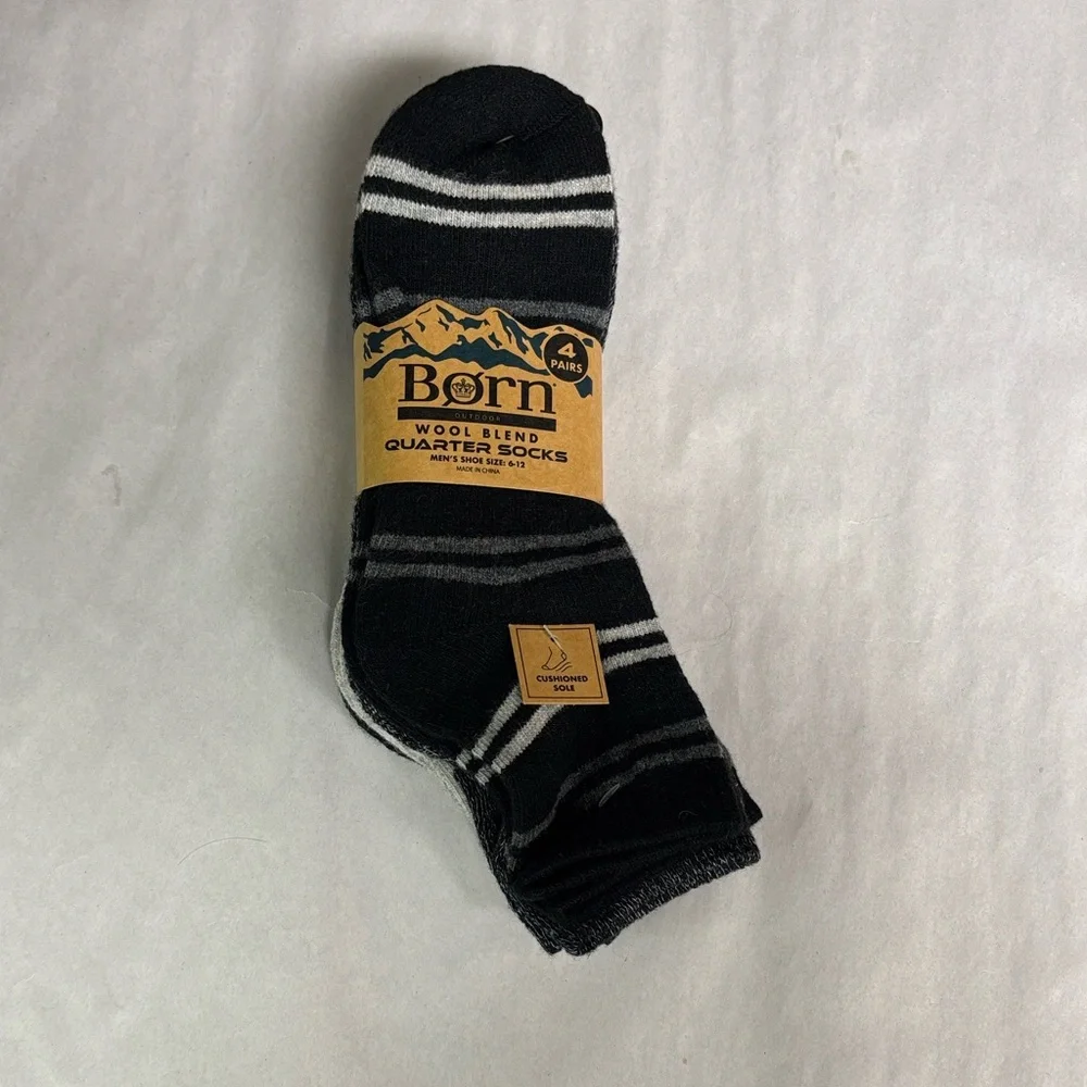 New Born Socks 4 Pair Men’s Wool Blend Quarter Socks Cushioned Casual Activewear - Picture 13 of 13
